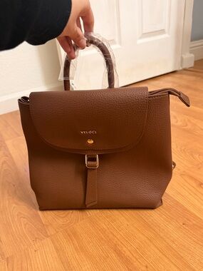 Veloci Brown Pebbled Backpack NWT